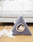 Linen Portable 42cm Short Plush Cat House Indoor
